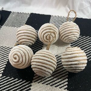 Chic Cream and Gold Spiral Holiday Ornaments